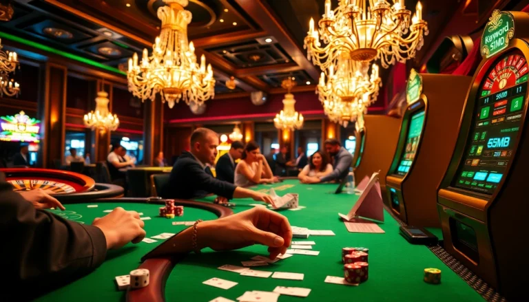 Players in an exhilarating casino scene betting and strategizing with 5MB of thrilling gameplay on the digital interface.