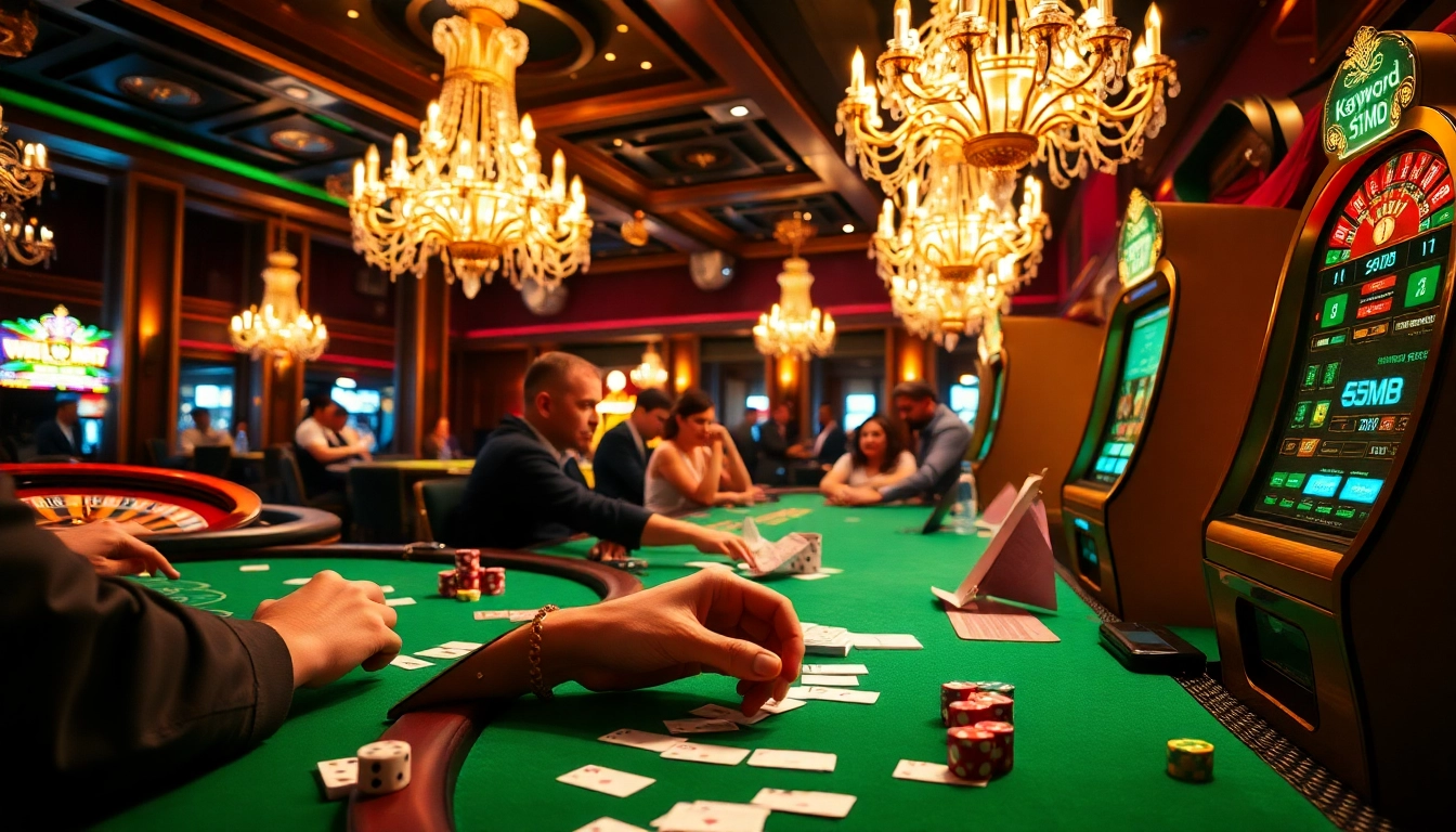 Players in an exhilarating casino scene betting and strategizing with 5MB of thrilling gameplay on the digital interface.