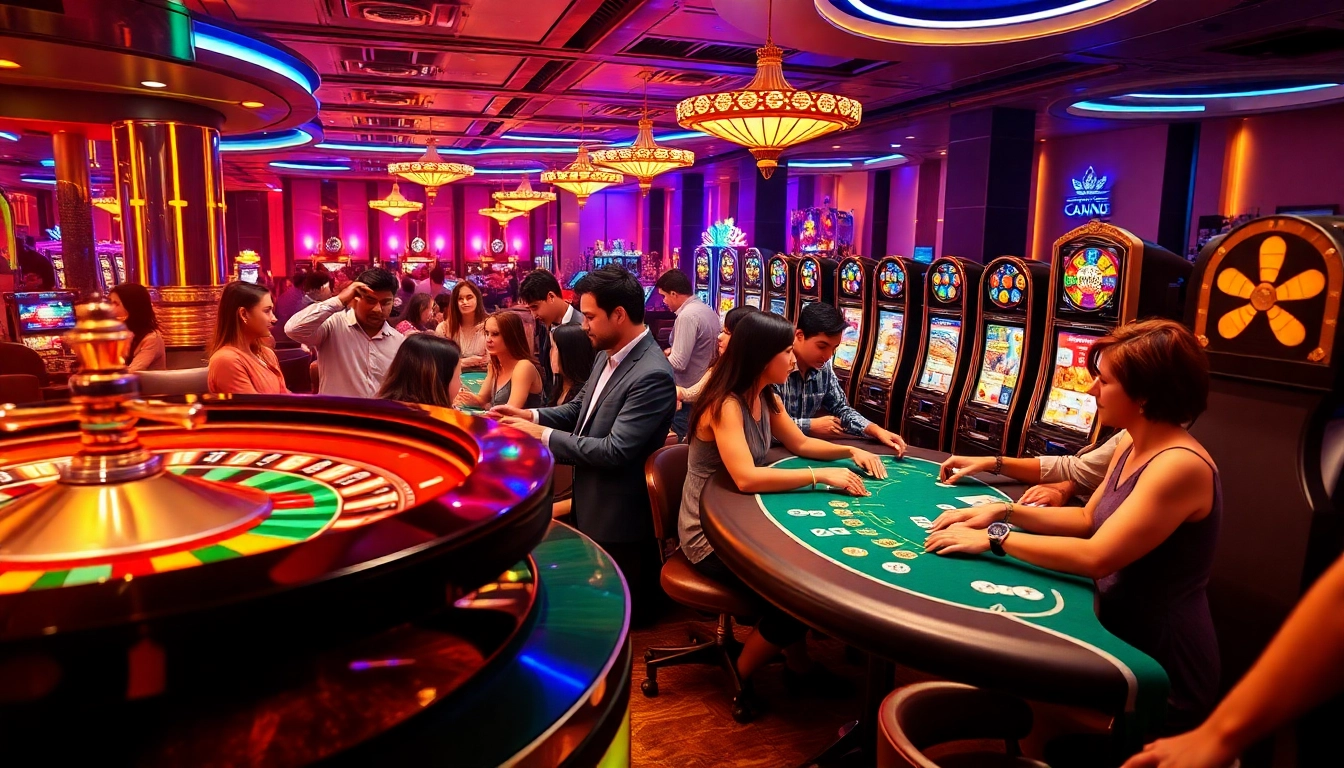 Experience the thrill of gambling at https://enew88.com/ with vibrant tables, exciting players, and a stunning roulette wheel.