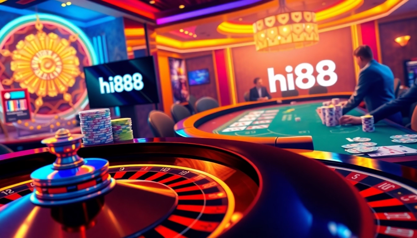 Experience the excitement of gambling at hi88 with vibrant casino tables and thrilling gameplay.
